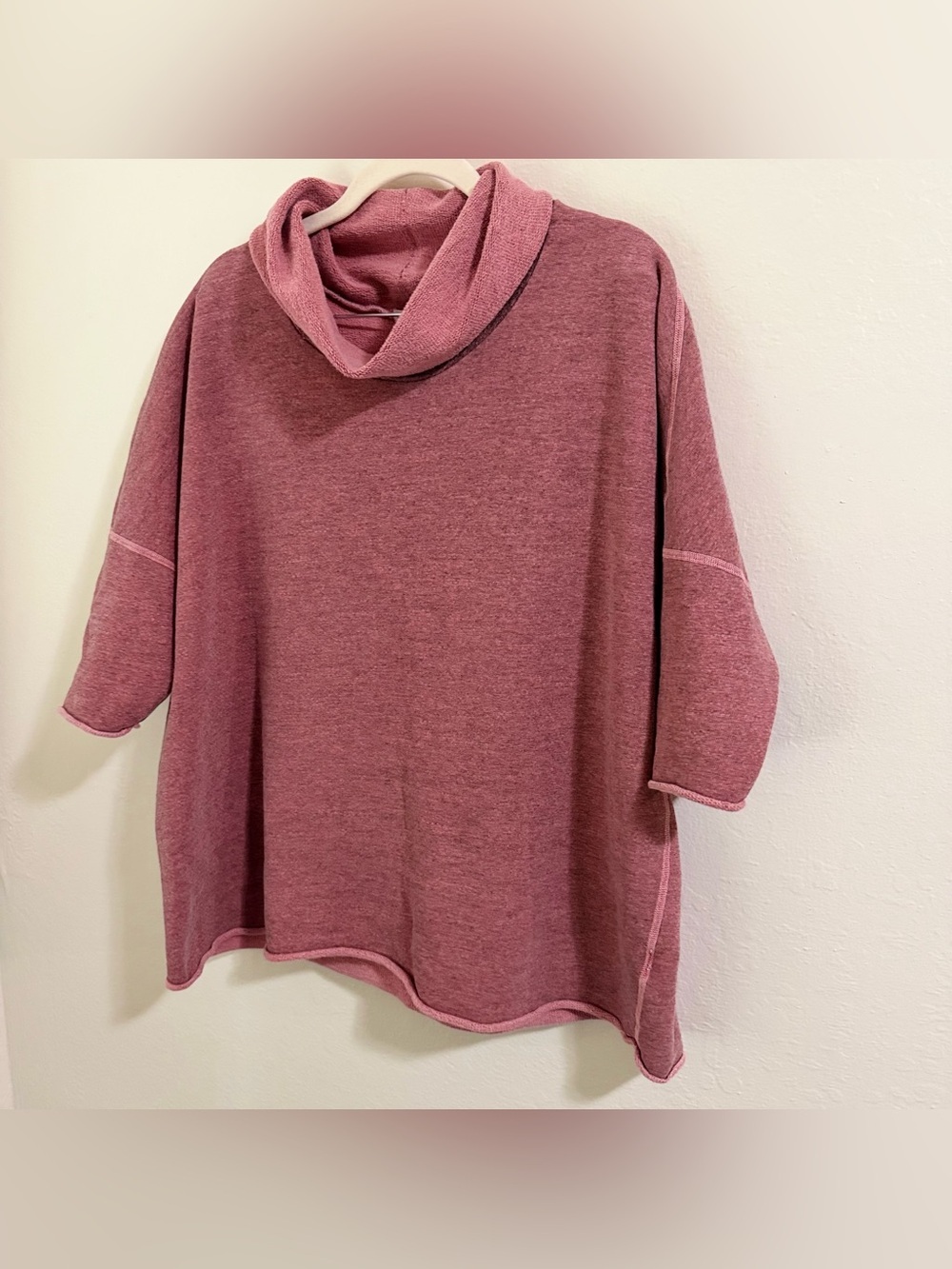 James Perse Standard Melange Funnel Neck Cropped Sweatshirt Mauve Pink size 2/ M - Picture 2 of 9